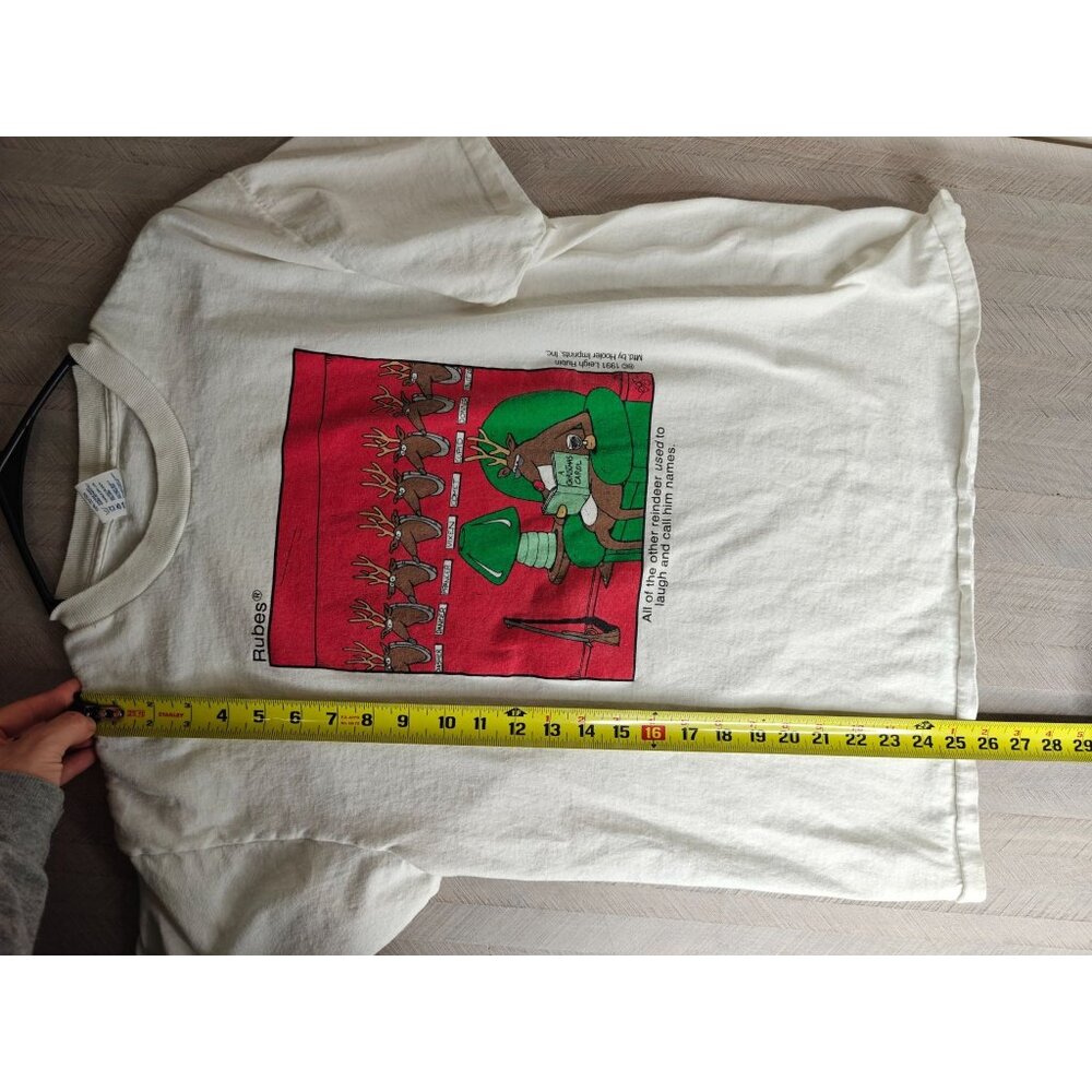 Vintage Rubes T-Shirt Christmas Cartoon Reindeer Graphic Men's L Single Stitch - Picture 7 of 10